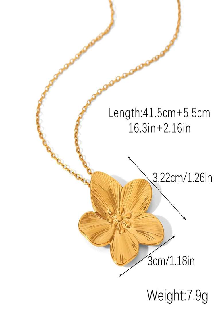 18K Gold Plated Waterproof Anti-Tarnish Floral Pendant Necklace - Indya