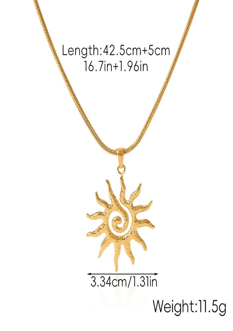 18K Gold Plated Waterproof Anti-Tarnish Beach Style Sun Pendant Necklace - Indya