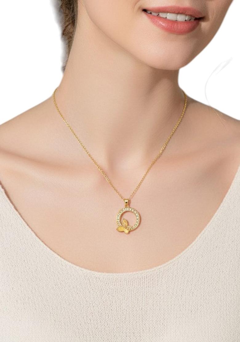 Golden Alloy Chain Pendant - Indya