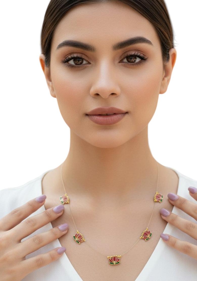 Golden Alloy Chain Pendant - Indya