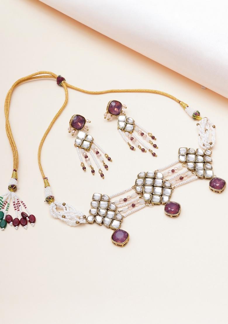 Purple  Alloy Necklaces - Indya