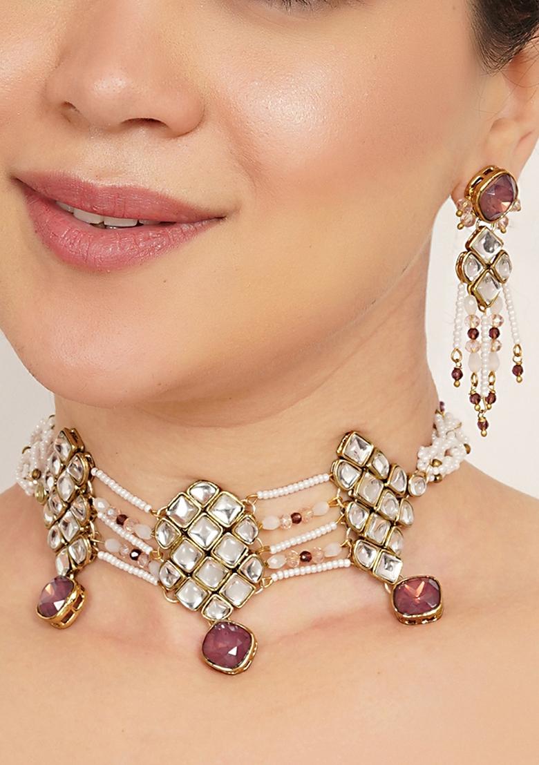 Purple  Alloy Necklaces - Indya
