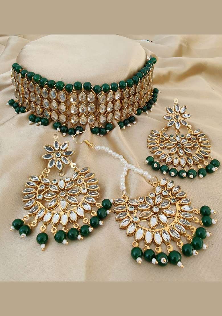 Green Copper Necklace Set - Indya