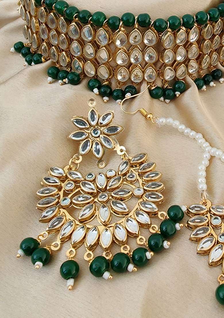 Green Copper Necklace Set - Indya