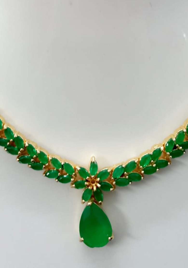 Green Brass Necklace Set - Indya