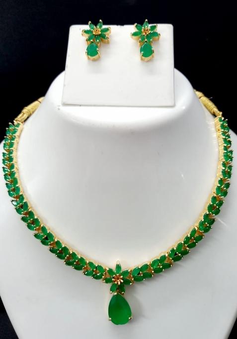 Green Brass Necklace Set