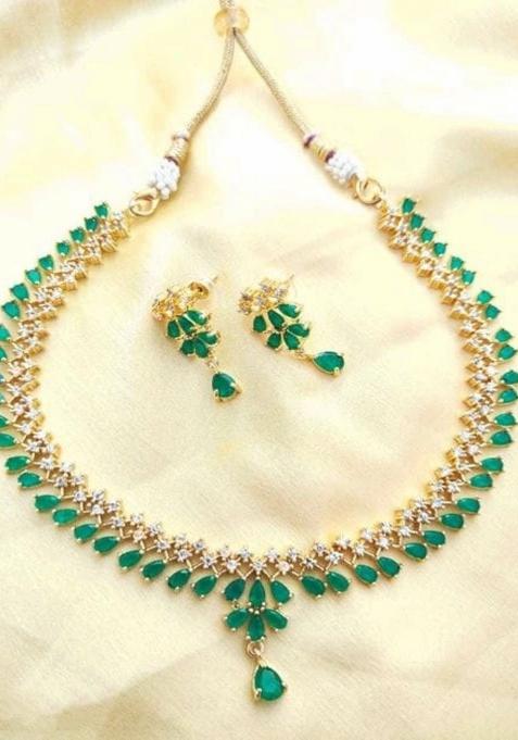 Green Brass Necklace Set