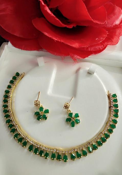 Green Brass Necklace Set