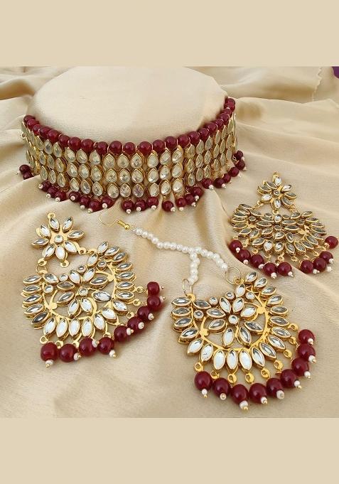 Maroon Copper Necklace Set