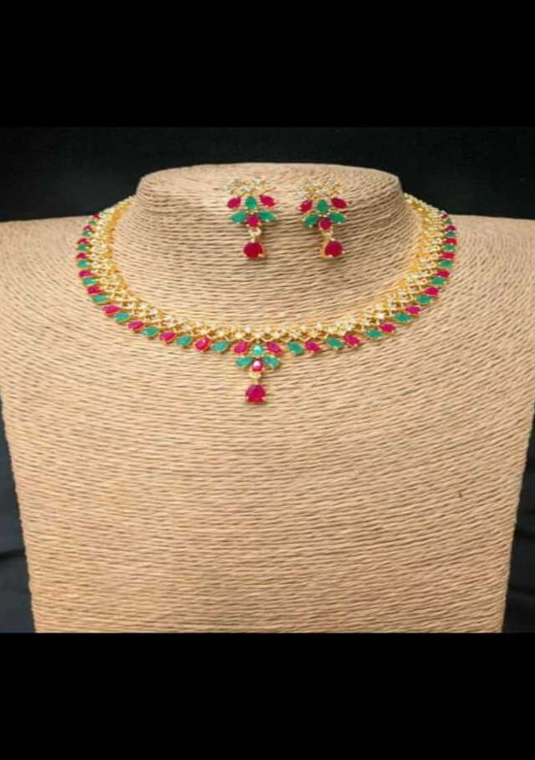 Multicolor Brass Necklace Set - Indya