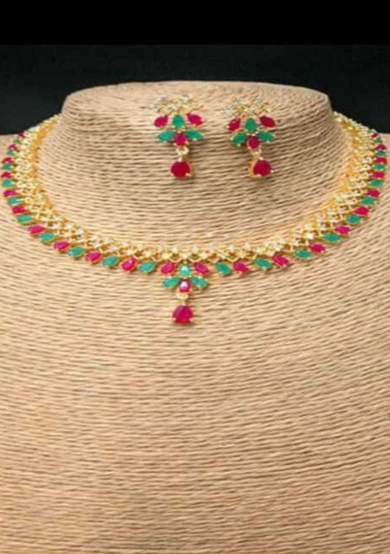 Multicolor Brass Necklace Set - Indya