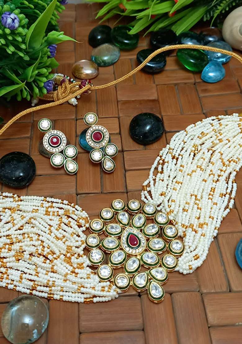 Multicolor Brass Necklace Set - Indya