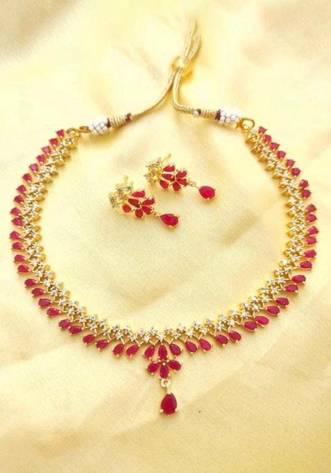 Red Brass Necklace Set