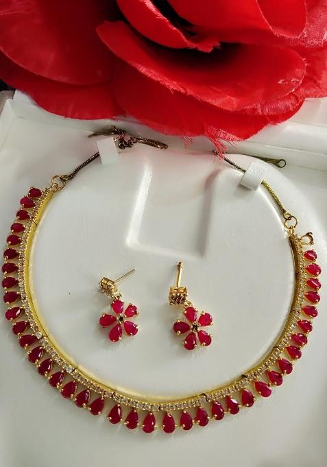 Red Brass Necklace Set