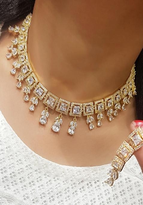 White Brass Necklace Set