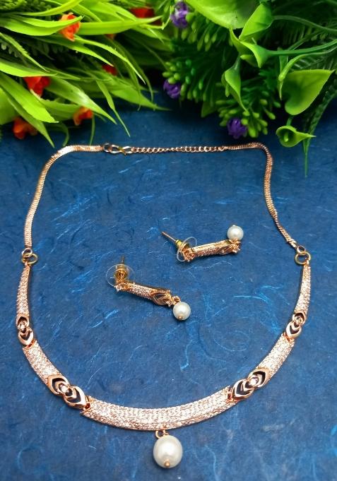 Rose Gold Brass Necklace Set