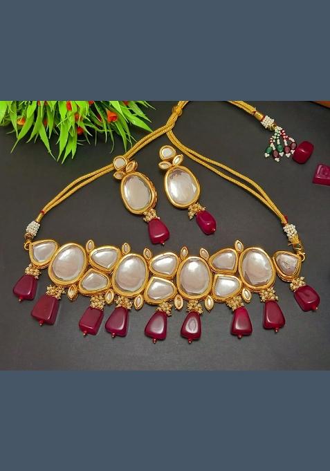 Red Brass Necklace Set