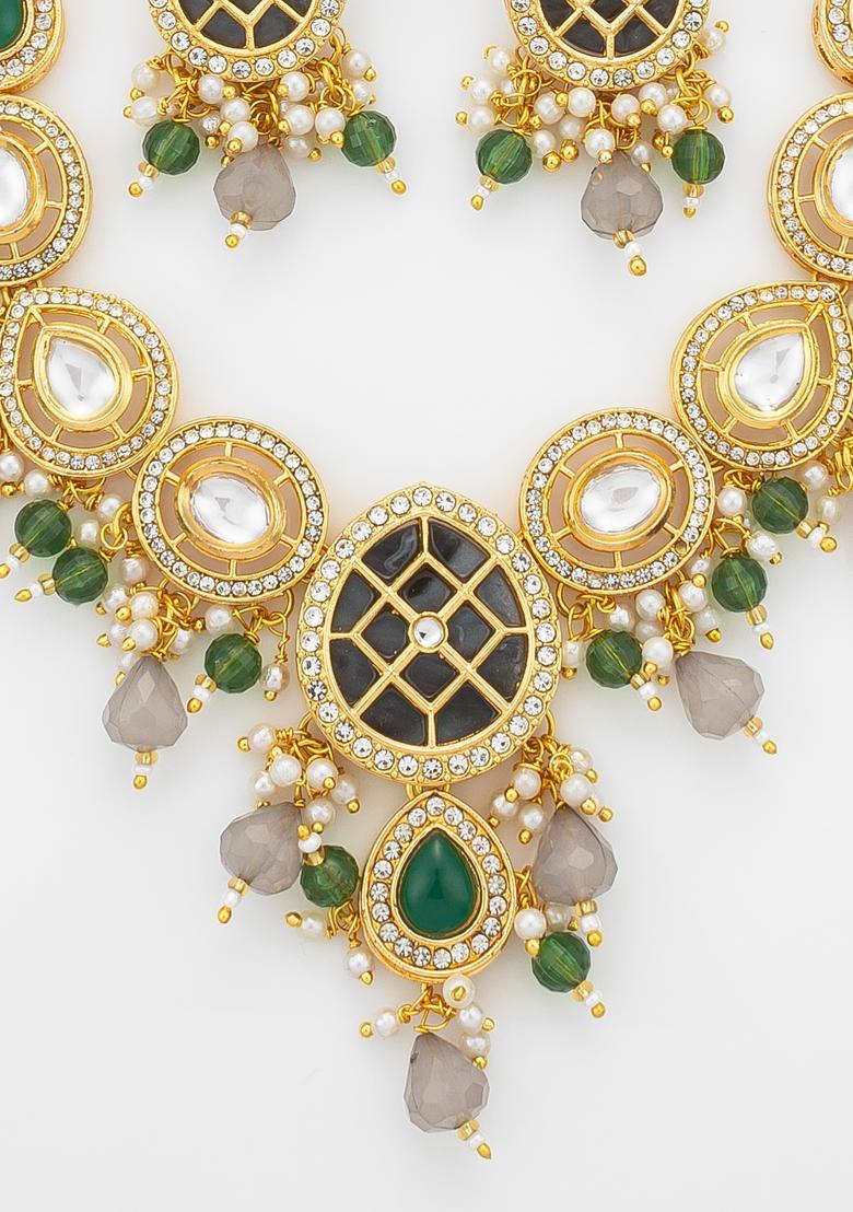 Multicolor Pearl Alloy Necklace Set - Indya