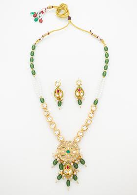 Green Kundan Alloy Necklace Set
