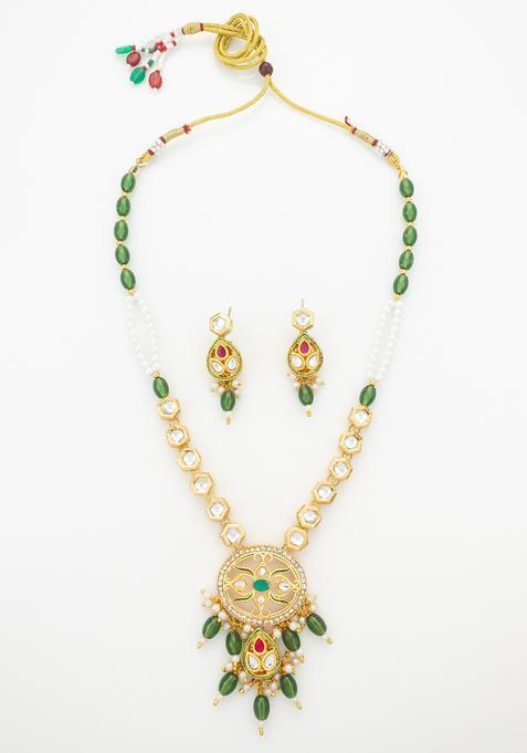 Green Kundan Alloy Necklace Set