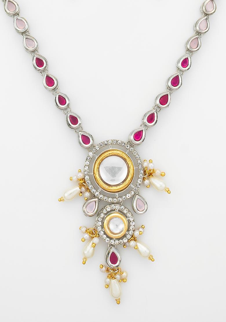 Multicolor Kundan Alloy Necklace Set - Indya