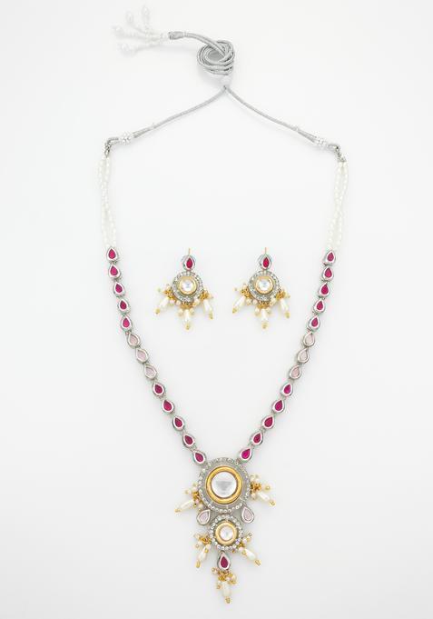 Multicolor Kundan Alloy Necklace Set