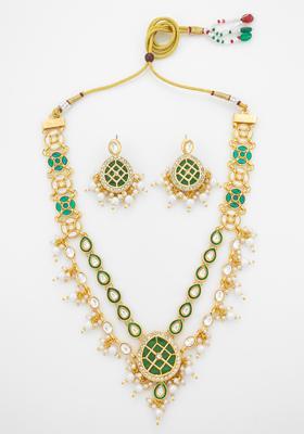 Green Kundan Alloy Necklace Set