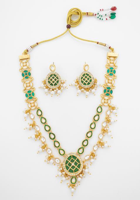 Green Kundan Alloy Necklace Set