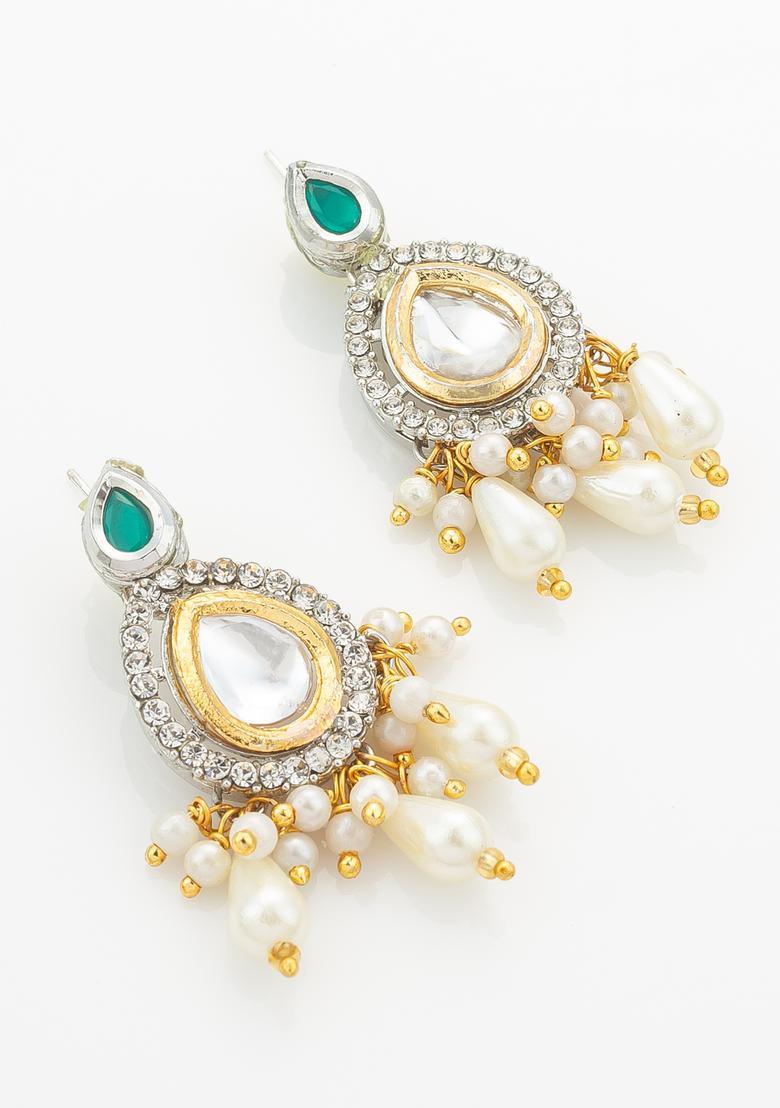 Turquoise Kundan Alloy Necklace Set - Indya