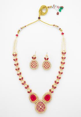 Red Kundan Alloy Necklace Set