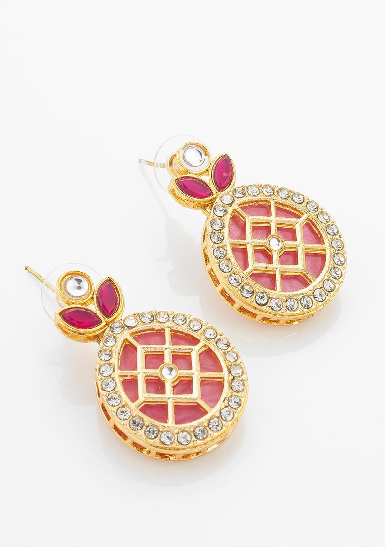 Red Kundan Alloy Necklace Set - Indya