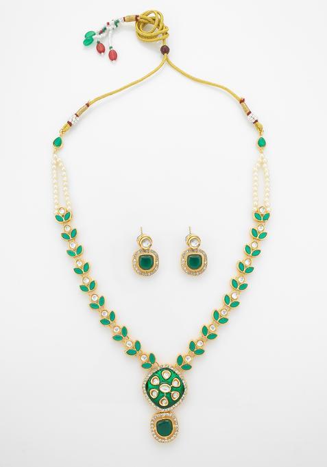 Green Kundan Alloy Necklace Set