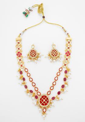 Red Kundan Alloy Necklace Set