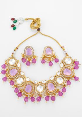 Purple Crystal Alloy Necklace Set
