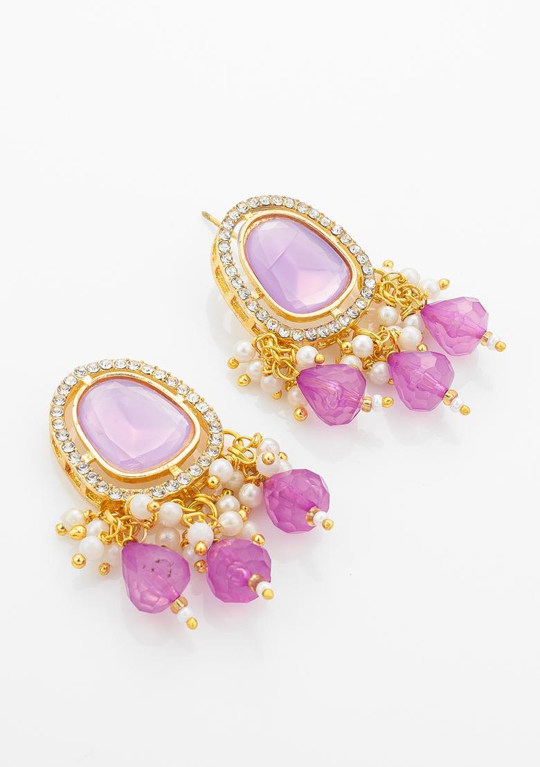 Purple Crystal Alloy Necklace Set - Indya