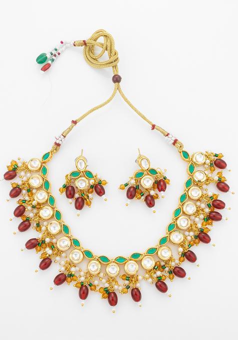Multicolor Kundan Alloy Necklace Set