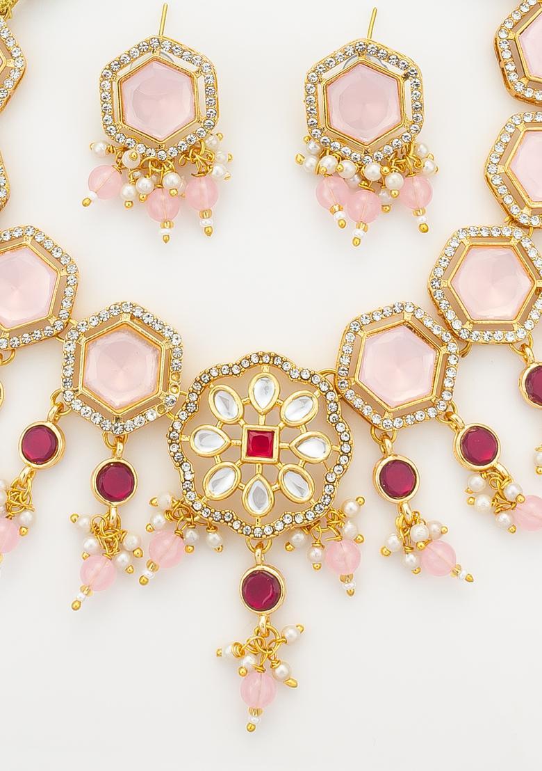 Multicolor Kundan Alloy Necklace Set - Indya