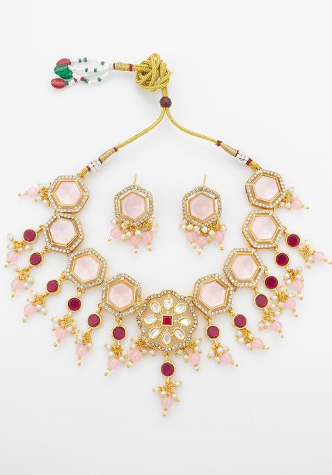 Multicolor Kundan Alloy Necklace Set