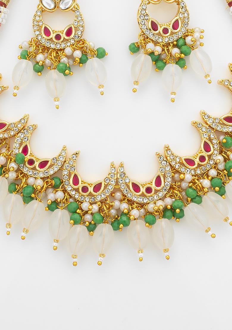 Multicolor Kundan Alloy Necklace Set - Indya