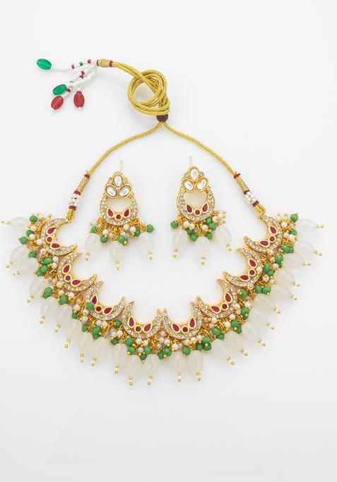 Multicolor Kundan Alloy Necklace Set