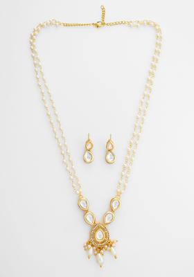 Golden Kundan Alloy Necklace Set