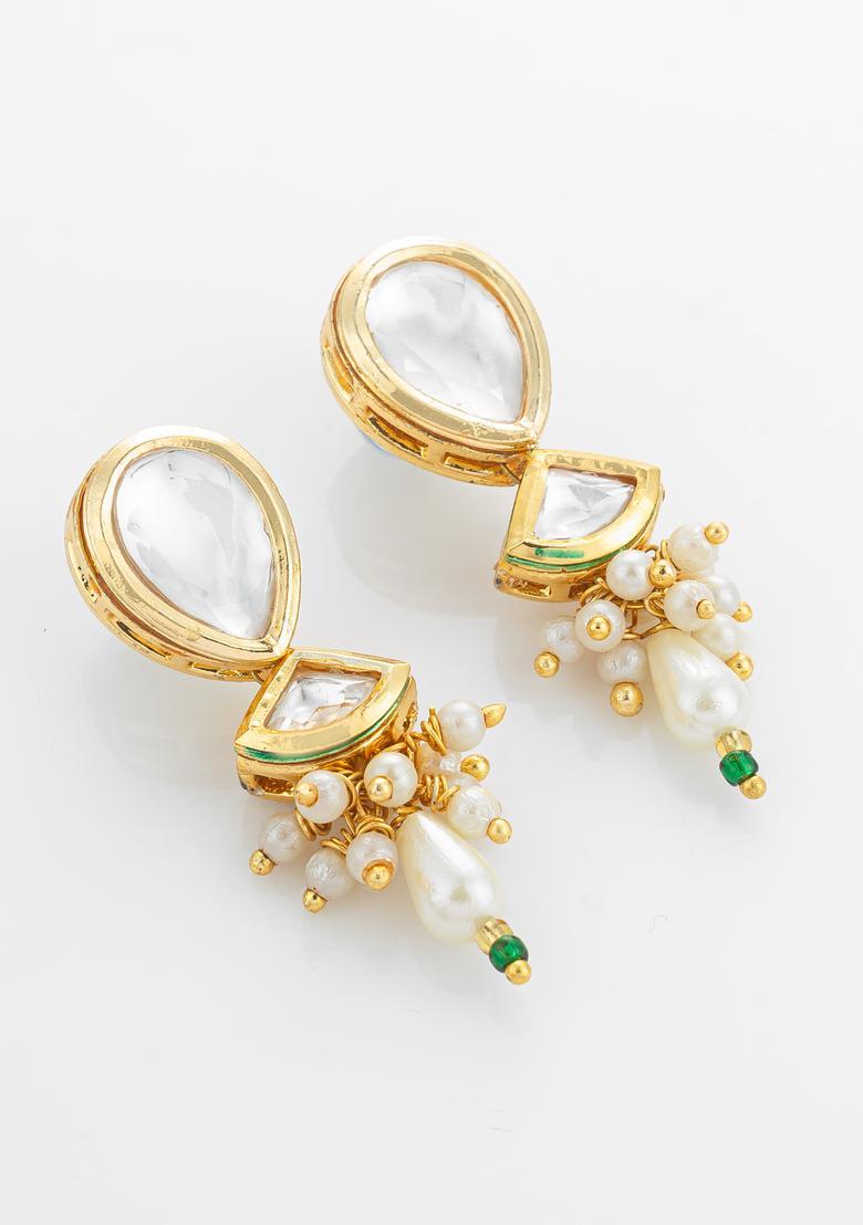 Green Kundan Alloy Necklace Set - Indya