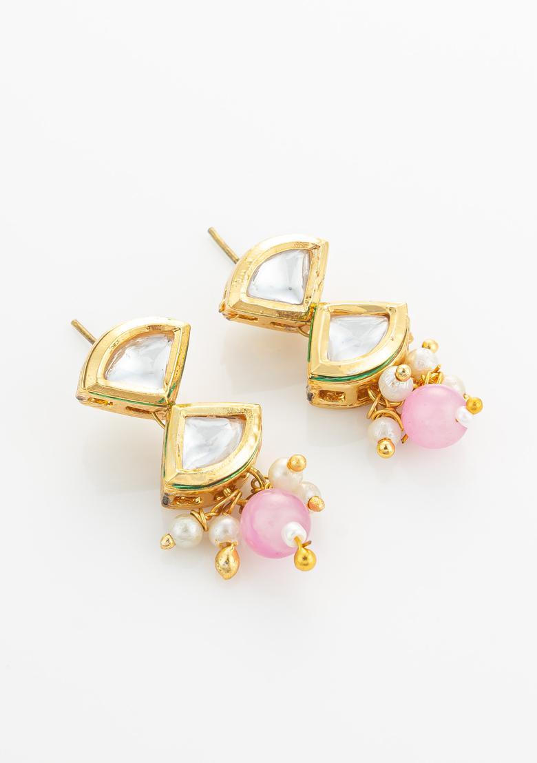 Pink Kundan Alloy Necklace Set - Indya