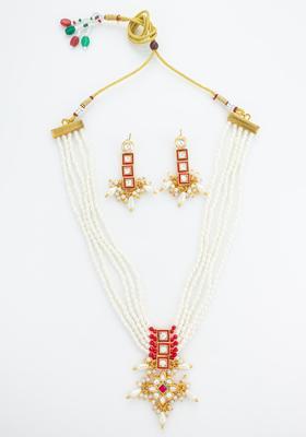 Red Kundan Alloy Necklace Set