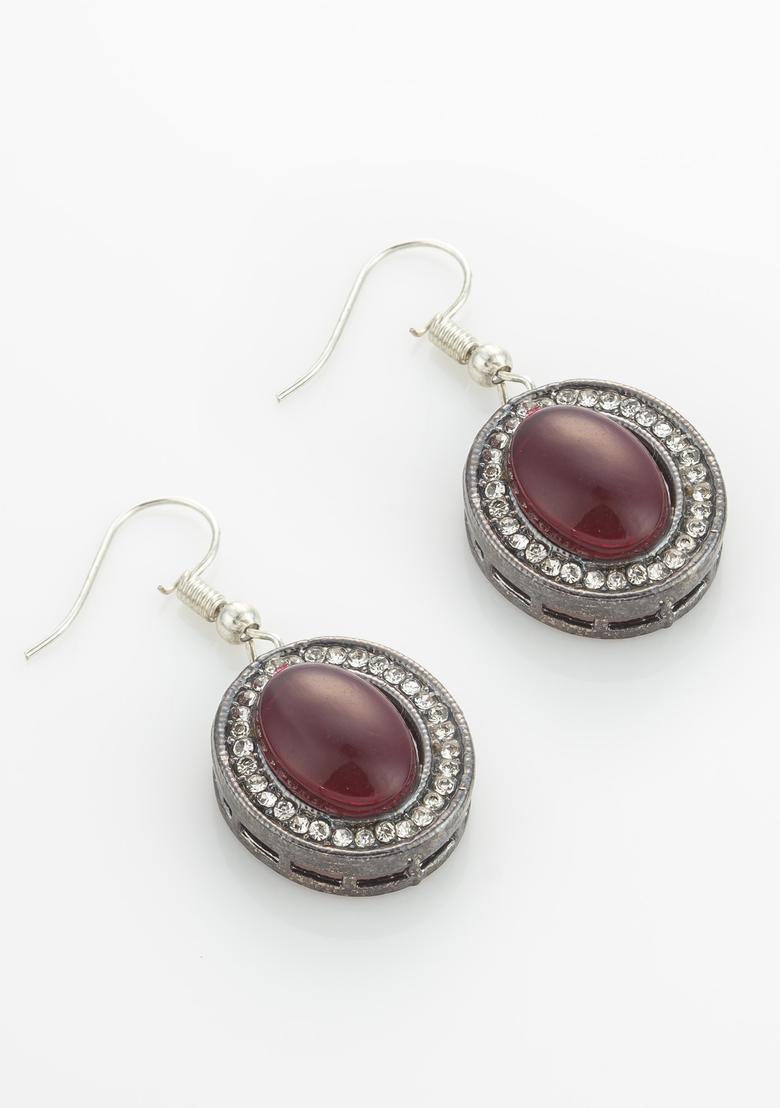 Maroon Artificial Stones Alloy Choker Set - Indya