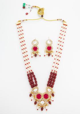 Red Kundan Alloy Necklace Set