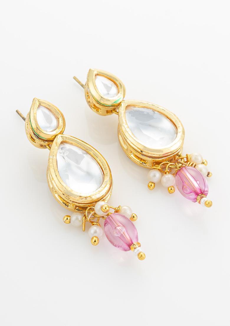 Pink Kundan Alloy Necklace Set - Indya