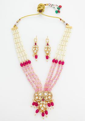 Pink Kundan Alloy Necklace Set