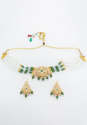 Green Kundan Alloy Choker Set