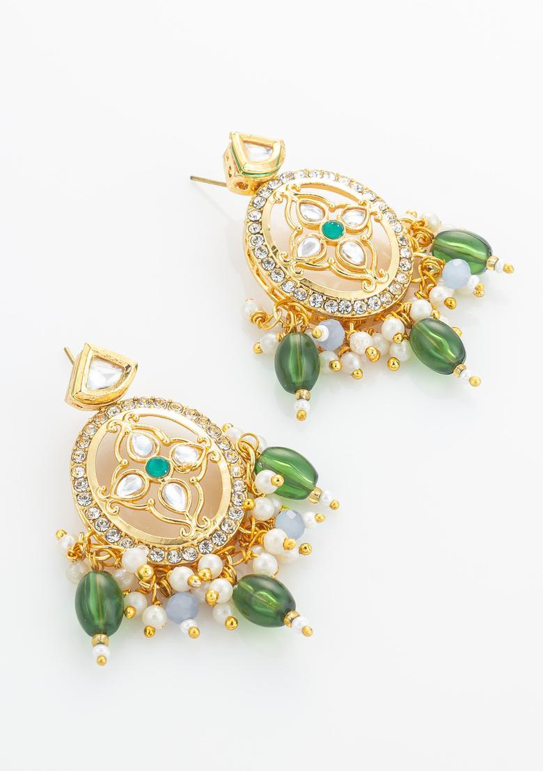 Green Kundan Alloy Choker Set - Indya